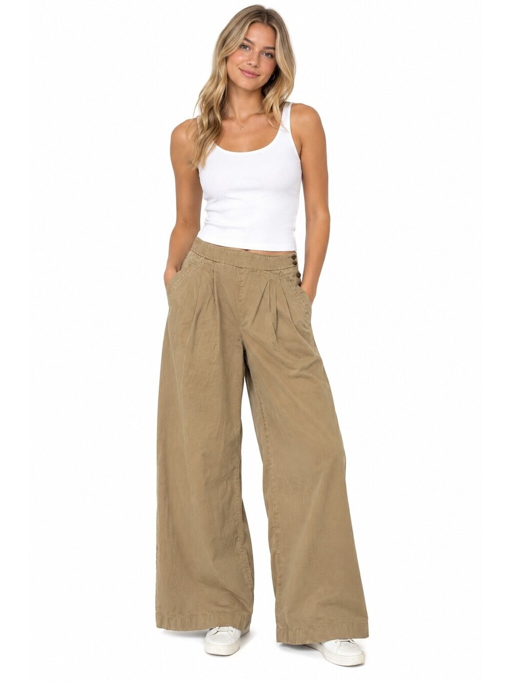 LOFT Wide Leg Pants Coastal Grandmother Quiet Luxury Minimalist Cotton Size 2